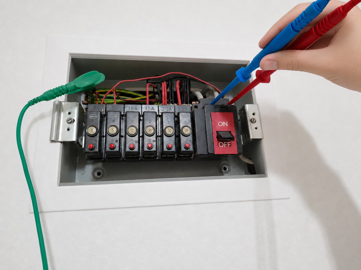 Electrician working on a consumer unit